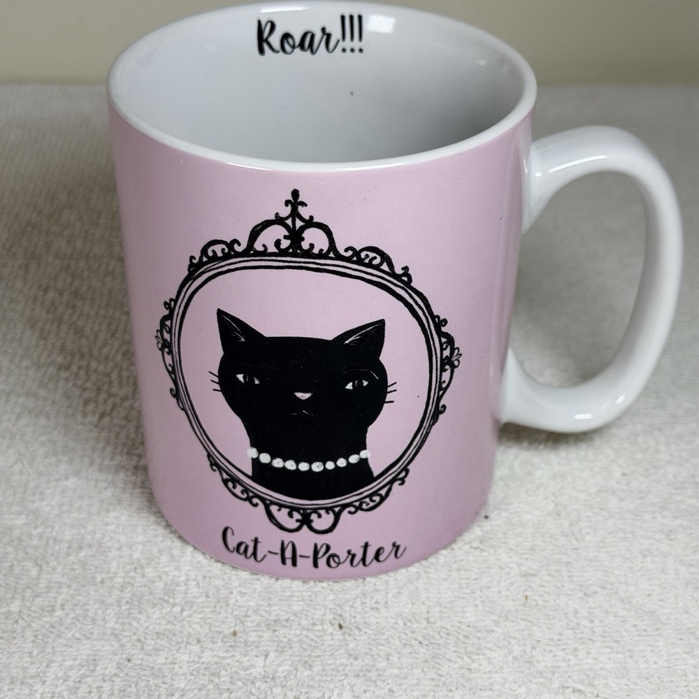 Chasing Lola Cat-A-Porter Coffee Mug 2015 Roar Pink Kitty Lover Cup